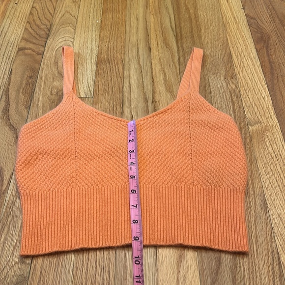 ✨ MAEVE Anthropologie ✨ Coral Orange Cashmere Cropped Sweater Tank Top XS $98 - Picture 6 of 9